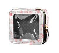 FRODOTGV Trousse de maquillage transparente avec bonshommes de neige mignons et mignons de Noël - Sac de toilette de voyage pour vernis à ongles pour filles et femmes, Fleurs de cerisier., 1 Size
