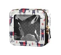 FRODOTGV Trousse de maquillage transparente avec bonshommes de neige mignons et mignons de Noël - Sac de toilette de voyage pour vernis à ongles pour filles et femmes, Motif renne de Noël, Taille