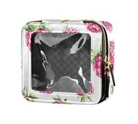 FRODOTGV Trousse de maquillage transparente avec bonshommes de neige mignons et mignons de Noël - Sac de toilette de voyage pour vernis à ongles pour filles et femmes, Aquarelle Berry Framboise, 1
