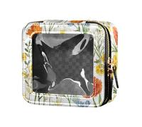FRODOTGV Trousse de maquillage transparente imperméable avec fleurs jacinthes pivoine thym orange, 05, 1 Size