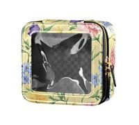 FRODOTGV Trousse de maquillage transparente imperméable avec motif de fleurs, jacinthes, pivoine, thym, orange, 03, 1 taille, 03, 1 Size