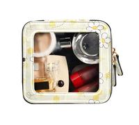 FRODOTGV Trousse de maquillage transparente, motif abeille, bonne chance, marguerite, étanche, trousse de toilette de voyage avec fermeture éclair, Bee Happy Good Luck Dessins animés Daisy, 1 Size