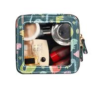 FRODOTGV Trousse de maquillage transparente - Petite trousse de toilette pour sac à main - Motif dinosaure amusant - Illustration rouge et vert, Illustration drôle de dinosaures rouge vert, 1 Size