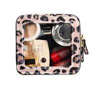 FRODOTGV Trousse de maquillage transparente pour sac à main, motif léopard des neiges, noir, gris, beige, trousse de toilette portable en cuir, organiseur de maquillage, Snow Leopard Noir Gris Beige,