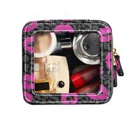 FRODOTGV Trousse de maquillage transparente, rouge à lèvres Kiss noir, trousse de toilette en cuir, Rouge à lèvres Kiss Black, 1 Size