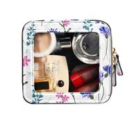 FRODOTGV Trousse de toilette en cuir blanc avec motif fleurs des champs, feuilles et herbes aromatiques, Motif feuilles de champs et herbes Blanc, 1 Size
