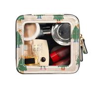 FRODOTGV Trousse de toilette en cuir transparent avec motifs d'arbres de Noël et personnages souriants, Drôle Isolé Arbres de Noël Personnages Sourire, 1 Size