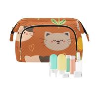 FRODOTGV Trousse de toilette, motif chat et fleur de dessin animé, sac de rangement pour cosmétiques, bijoux essentiels, maquillage, Chat et fleur de dessin animé, 1 Size