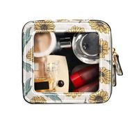 FRODOTGV Trousse de toilette rétro en cuir avec tournesol dessinés à la main, Tournesol rétro dessiné à la main, 1 Size