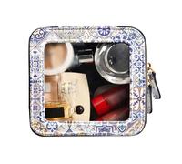 FRODOTGV Trousse de toilette transparente avec fermeture éclair - Motif carreaux portugais, espagnols, italiens, Carreaux sans soudure portugais espagnol, 1 Size