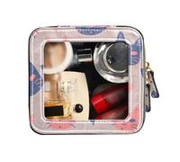 FRODOTGV Trousse de toilette transparente avec visages et cœurs Bleu pêche, Visages et cœurs bleus pêche amusants, 1 Size