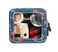 FRODOTGV Trousse de toilette transparente pour maquillage - Petite trousse de toilette pour sac à main - Chevaux à bascule sur fond bleu foncé, Chevaux à bascule sur fond bleu foncé, 1 Size