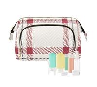 FRODOTGV Trousses de toilette de maquillage pour femmes, trousse de toilette de voyage imperméable pour femmes, portefeuille classique dessiné à la main à carreaux, Plaid classique dessiné à la main,