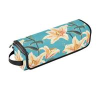 FRODOTGV Vintage Lily Turquoise Hot Hair Tools Sac de voyage avec tapis en fer à friser Sac de rangement pour fer à friser Fer à lisser Fer à friser Organiseur portable