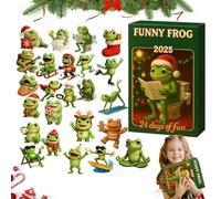frog advent calendars 2025,24 Days Christmas Countdown Advent Calendars with 2D Flat Acrylic Frog Ornaments for Kids Adults,Family Enthusiasts Home Seasonal Decor-A