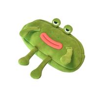 ① Frog Bas Cas de grande capacité - Cas de crayon en peluche Équipement d'équipement d'écriture de grenouille, Piste de stylo animal drôle | Soft Plux Ka's Face Smile El Stationery Case, mignon Pouche