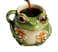 Frog Coffee Mug - Novelty Animal Flower Tea Drinkware, Aesthetic Figurine Whiskey Water Cup, 13cm X 10cm X 10cm + 260g Weighted Base, Hand Painted Synthetic Resin - For Camping & Garden Party