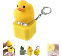 Frog Croaking Fidget Toy, Funny Rechargeable Keychain with Colorful Lights, Portable Anxiety Relief Adult Fidgets Single Key for Adult (Canard)