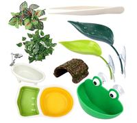 Frog Enclosure Accessories - Terrarium Enclosure Habitat Set | Terrarium Accessories For Climbing Drinking Resting And Feeding In Frog Enclosures At Home Offices Apartments And Living Room