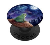 Frog Howling at The Moon Night Sky Animal Art PopSockets PopGrip Adhésif