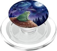 Frog Howling at The Moon Night Sky Animal Art PopSockets PopGrip pour MagSafe