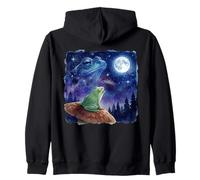 Frog Howling at The Moon Night Sky Animal Art Sweat à Capuche