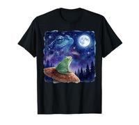 Frog Howling at The Moon Night Sky Animal Art T-Shirt