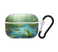 Frog in A Pond Coque pour AirPods Pro avec anneau porte-clés Coque rigide en polycarbonate pour AirPods Pro 2e génération pour homme et femme, ouverture facile, protection contre les chutes, style