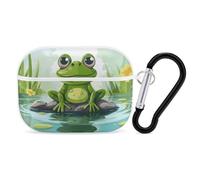 Frog in A Pond Coque pour AirPods Pro avec anneau porte-clés Coque rigide en polycarbonate pour AirPods Pro 2e génération pour homme et femme, ouverture facile, protection contre les chutes, style