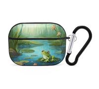 Frog in A Pond Coque pour AirPods Pro avec anneau porte-clés - Coque rigide en polycarbonate pour AirPods Pro de 2e génération pour homme et femme - Facile à ouvrir - Style noir
