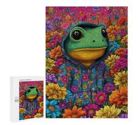 Frog in Floral Hoodie Puzzle 500 Pièces Educa Jouet en Bois Cadeau Unique Décoration Intérieure Jeu Éducatif Challenge Toy Adultes Et Enfants À Partir De 14 Ans 500 PCS