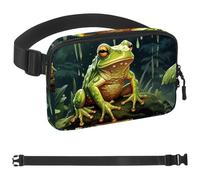 Frog in the Rain-1622 Sac banane pour homme et femme, sac banane avec sangle réglable, sac banane tendance pour voyage, plein air, course à pied, randonnée, multicolore, 4 x 23 x 15 cm, multicolore,