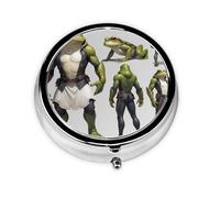 Frog King Pilulier portable à 3 compartiments, peut être mis dans un portefeuille, une poche, léger et pratique, mini boîte à pilules ronde