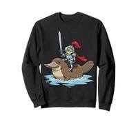 Frog Knight chevauchant Un ornithorynque, Fantasy médiévale Sweatshirt