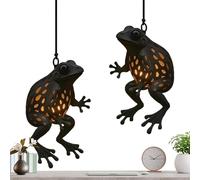 Frog Light, Warm Frog Light Outside Decorations, 2 Pieces Cute Ambient Lighting Outdoor Decor For Porch Yard Garden Fence Tree Pathway Landscape Home Bedroom Living Room