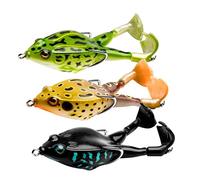Frog Lure Silicone Double hélice Bait Frog Simulation Douce pour l'eau salée d'eau Douce 3pcs, appât de Grenouille à Double hélice, Lares de pêche en Silicone
