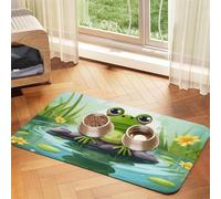 Frog On A Pond Tapis de nourriture pour chien, 30,5 x 45,7 cm, antidérapant, super absorbant, passe au lave-vaisselle, pour la nourriture et l'eau, joli tapis d'alimentation en caoutchouc à séchage