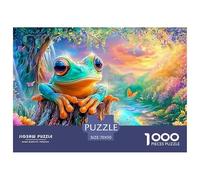 Frog on Stump par Waterfall and Blooms Puzzle De 1000 Pièces Grenouille rêve Carton Recyclé Premium, Défiant 70x50cm/1000pcs