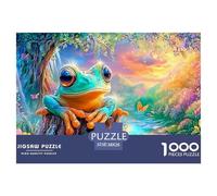 Frog on Stump par Waterfall and Blooms Puzzle De 1000 Pièces Grenouille rêve Parfait pour Hommes, Femmes, Personnes Âgées Et Seniors 38x26cm/1000pcs