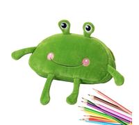 Frog Pencil Case | Soft Plush Large Stationery Crayon Case - Creative Stuffed Frog Cosmetic Bag, capacité de stockage Fun and functional, it can store lTheme Crayon Pouch for Pens, Pencils, Erasers, A