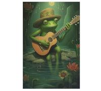Frog Playing Guitar Puzzles en Bois 1000 Pièces Adultes, Poster Jigsaw Puzzle, Design Unique Jouet ÉduChatif pour Adolescents Et EnfFourmis 78×53cm