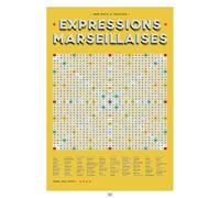 Frog Posters - Affiche Marseille : 100 expressions provençales en mots mêlés - Papier de qualité musée éco-responsable - 30x40cm, 50x70cm et 70x100cm (30 x 40 cm)