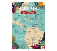 Frog Posters - Affiche Rhum : Carte des 100 Meilleurs Rhums du Monde - 50 x 70 cm - Papier de qualité musée - Made in France - Ecoresponsable - Livrée dans un tube protecteur en carton - Idée cadeau