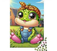 Frog Puzzle À 1000 Morceaux Papier Épais Farmer Frog on Farm Puzzle Familial Passionnés De Casse-tête Activité Lien Familial Heures Divertissement Garanties 70x50cm/1000pcs