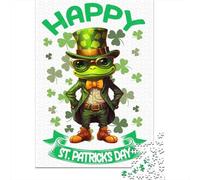 Frog Saint Patricks Day Puzzle Adulte De 1000 Pièces, 52x38cm/1000pcs; Carton Blanc pour Un Tri Organisé; Projet À Partager avec des Proches