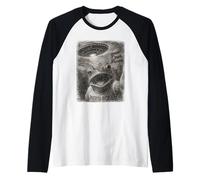 Frog Selfie with Alien UFO Funny Puerto Rico Rican Flag Manche Raglan