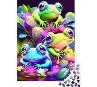 Frog Set De 1000 Pièces Papier Recyclé Psychedelic Pile of Frogs Puzzle Adulte Facile À Ranger Casse-tête Engageant Activité Lien Familial Heures Divertissement 38x26cm/1000pcs