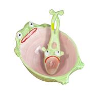 Frog Spoon en céramique - Creative Frog Spoon Bowl Set - Ceramic Dessert Soup Scoop - Pour la cuisine à la maison pour enfant adultes Femmes Girls Soup Dessert Rice