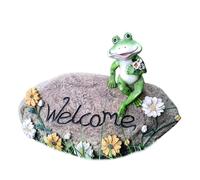 Frog Statue Stone Welcome Sign Sculpture Home Indoor Outdoor Garden Decoration