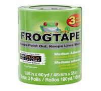 Frog Tape 240661 Lot de 3 rouleaux de ruban adhésif multi-surfaces avec paintlock, adhérence moyenne, 4,7 cm x 60 m, vert